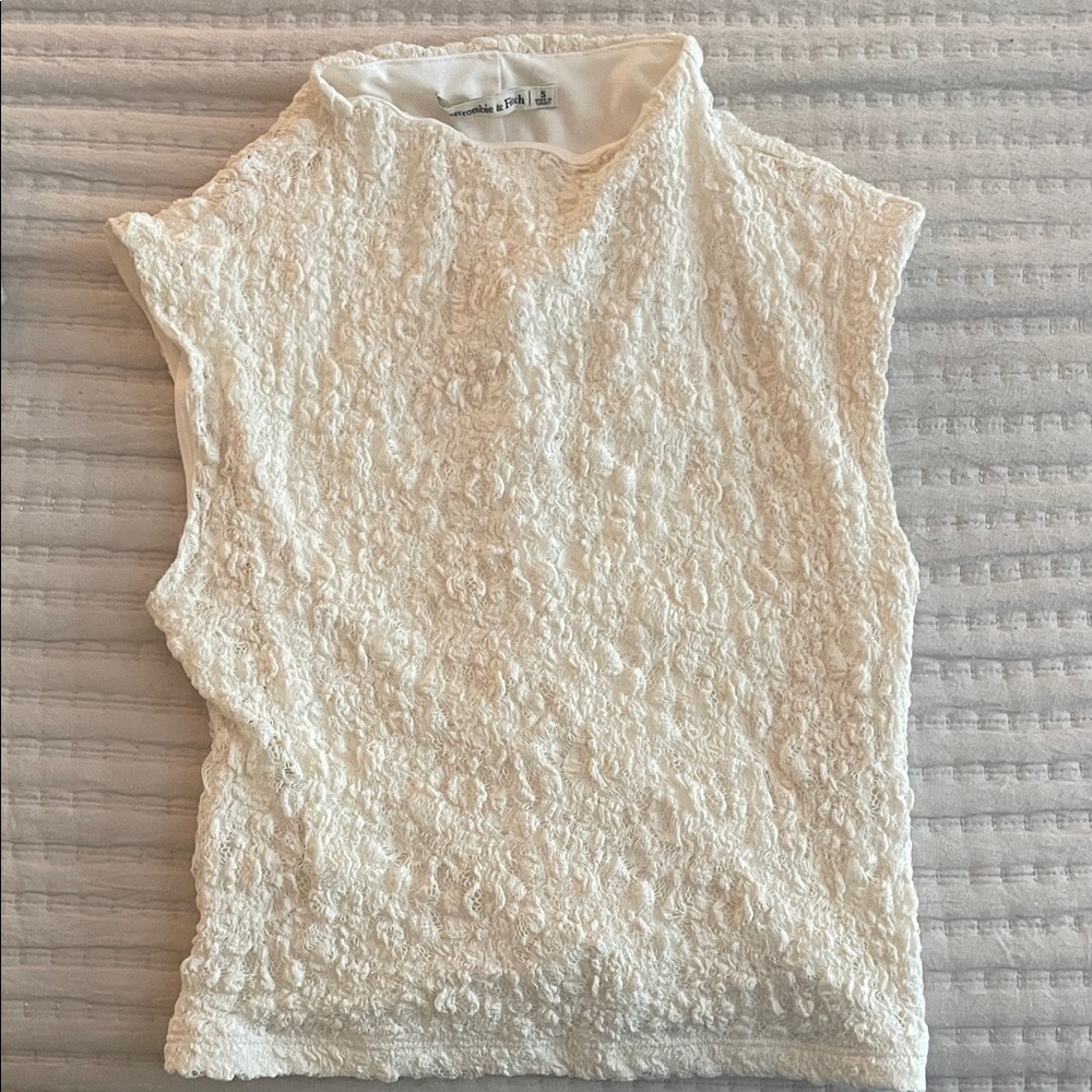 Textured White Sleeveless Top by Abercrombie